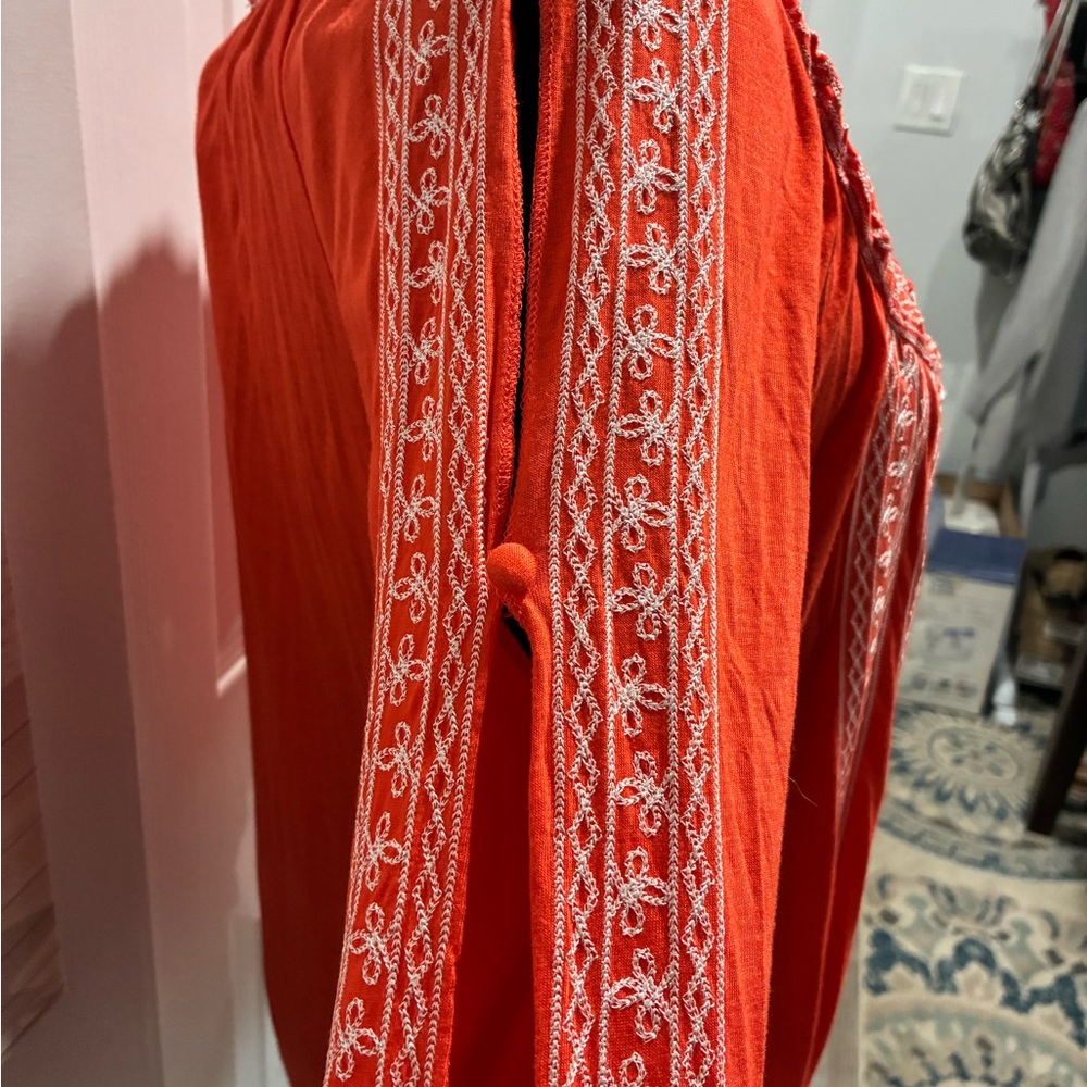 FYLO Orange Embroidered Women's Top - Picture 4 of 9